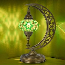 Lámpara de mesa Mozaist verde luna creciente mosaico - 47 cm hecha a mano luz de luna turca