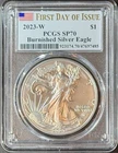 2023W Burnished American $1 Silver Eagle PCGS SP70 FDOI Flag Label FREE SHIPPING