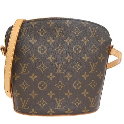 LOUIS VUITTON Logo Drouot Shoulder Bag Monogram Leather Brown M51290 16KC896