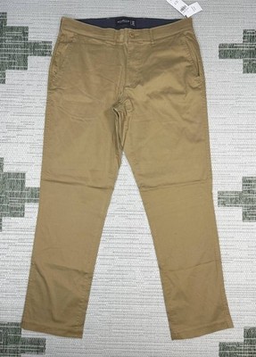Abercrombie And Fitch Go To Athletic Fit Pants Mens 33 Brown Straight Leg New