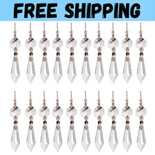 20 Pcs Clear Crystal Chandelier Icicle Prisms Replacement Parts for Lamp Decore