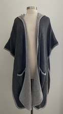 Soft Surroundings Gray Hooded Open Sweater Cape One Size