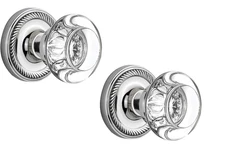 Nostalgic Warehouse Rope Rosette with Round Clear Crystal Glass Knob, Passage - 