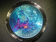AU+ 1886 MORGAN SILVER  DOLLAR BEAUTIFULLY TONED COLLECTOR QUALITY COIN M-2264