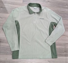 COLUMBIA 1/4 ZIP FLEECE PULLOVER MEN'S SIZE LARGE GREEN PERFECT FOR SPRING EUC