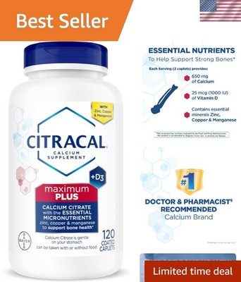 Maximize Your Bone Health - Calcium Citrate + Zinc & Minerals, 120 Caplet Supply