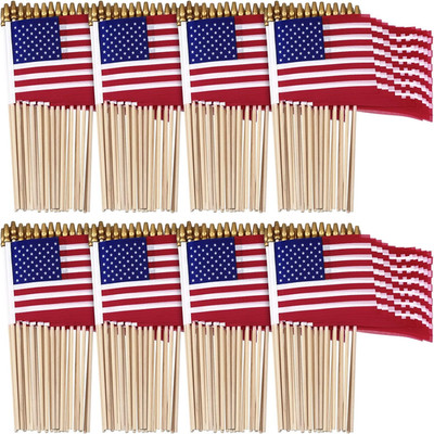 600 Pack Small American Flags on Sticks 4 X 6 Inch Mini Flags Stick Bulk Indepen