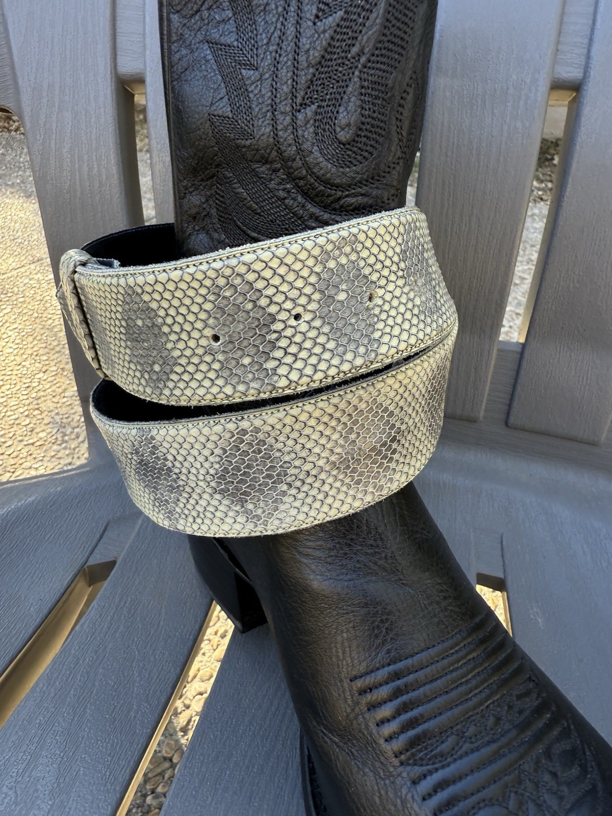 Vintage Style Python Snake Skin Pattern Leather W… - image 2