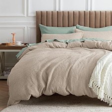 Waffle Comforter Set Khaki Soft Bedding, Waffle Weave Bed Queen 09 - Khaki