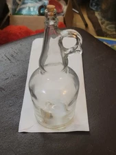 Cruet Clear Glass ~ Oils or Vinegar Inc, Cork~ Rare and Vintage