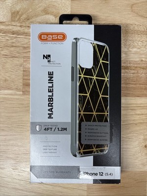 BASE Marble Line Protective Phone Case for Apple iPhone 12 Mini, Black & Gold