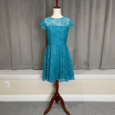 Kensie Dress Womens 6 Blue Lace Short Sleeve Knee Length A Line | eBay Kensie Dress Womens 6 Blue Lace Short Sleeve Knee Length A Line | eBay