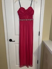Jodi Kristopher Size 9 Pink Long Gown Strapless Studded Waist 