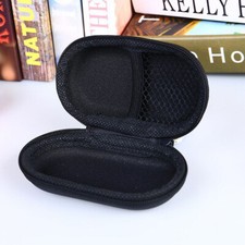 Black Headphone Storage Bag Data Cable Zipper Carry Box EVA Oval Protective Box