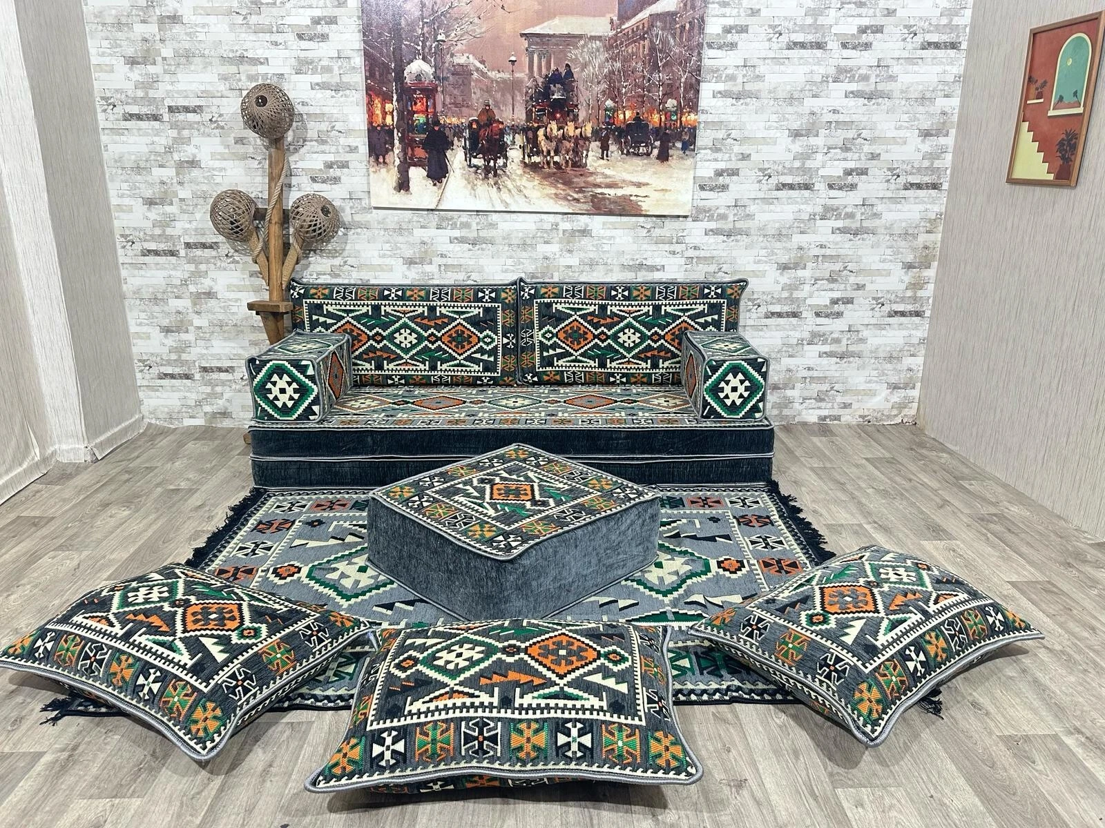 Oriental Sofa, Patio Pallet Sofa, Oriental Seating Area, Seat Cushion
Opens in a new window or tab