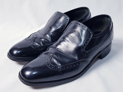Cheaney of London Eton Herren Schwarz Leder Semi Brogue Formell Slipper Schuhe UK 8