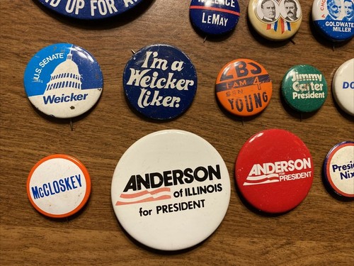 Vintage Collection of 43 Political Election Button Pins Badges President Old A6 - Picture 4 of 12