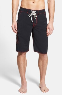 True Religion Men's Big T Board Shorts Black PTRB011S size 38