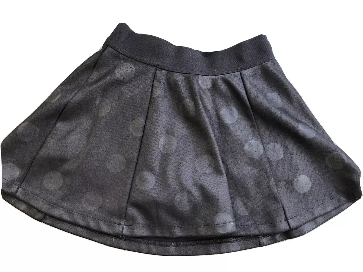 Justice Girls Black Faux leather polka dot skort Skirt Size 6 Holiday Dressy