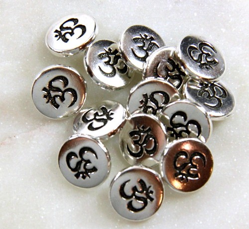 Om Buttons, Metal Shank Buttons, TierraCast, Silver Plate, 4 or More, 8612 - Picture 3 of 3