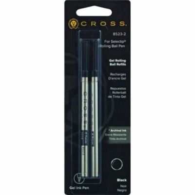 Cross Gel Rolling Ball Refills Black Dual Pack New In Pack 8523 2      2 Refills