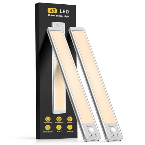 Under Cabinet Lights, 40 LED Rechargeable Battery 10inch Warm White Light