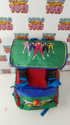 ZAINO BORSA SCUOLA POWER RANGERS SCHIENALE RIGIDO NUOVO VINTAGE VERDE ROSSO - Foto 2 di 5