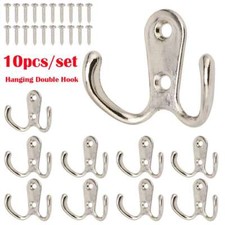 10pcs Vintage Hanging Double Hook Clothes Hat Coat Robe Wall Door Hangers Hooks