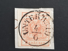 UNDERHAID, Müller 3035 a, fragment listu z 3 krążownikami czerwony, wydanie 1850/1854