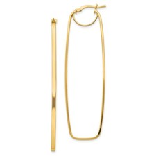 14k Yellow Gold Polished 2mm Rectangle Hoop Earrings L-64.96mm, W-19mm for Mom