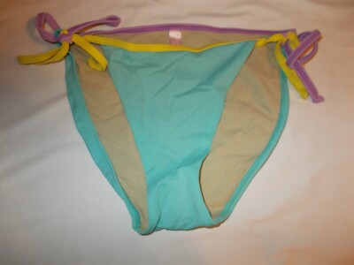 Victoria Secret Womens Size M Aqua Blue Swim Bikini Bottoms Lined