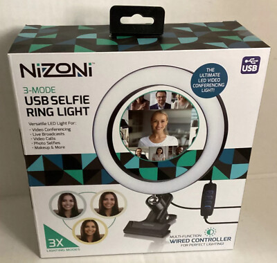 Nizoni 3 Mode Usb selfie ring light new. New In Box.  Wired Controller 4 Perfect