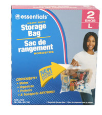 2  New BIG LARGE Plastic STORAGE BAGS w Handle 15" x 15" Zip Loc Clothes BAG