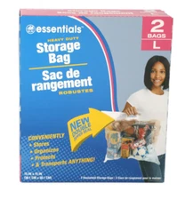 2 ~ New BIG LARGE Plastic STORAGE BAGS w Handle 15" x 15" Zip Loc Clothes BAG