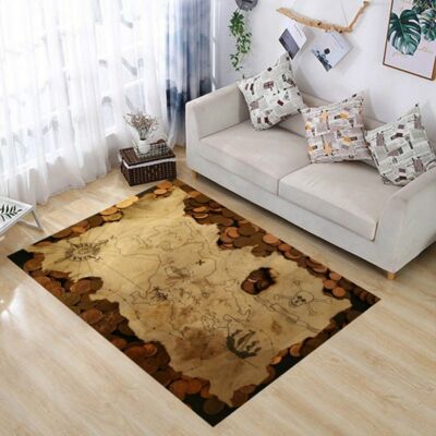 Pirate Treasure Map 3DPrint Non-Slip Corridor Carpet Living Room