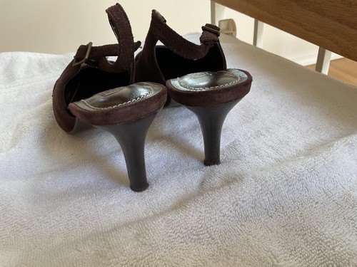 Chaps Suede Brown Slingback Heels "Steffie" Women's Size 7.5 - Picture 4 of 10