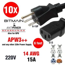 10 x HEAVY DUTY Power Cord 220-250v UL 14 AWG 6-15P (6FT)  Works for BITMAIN ANT