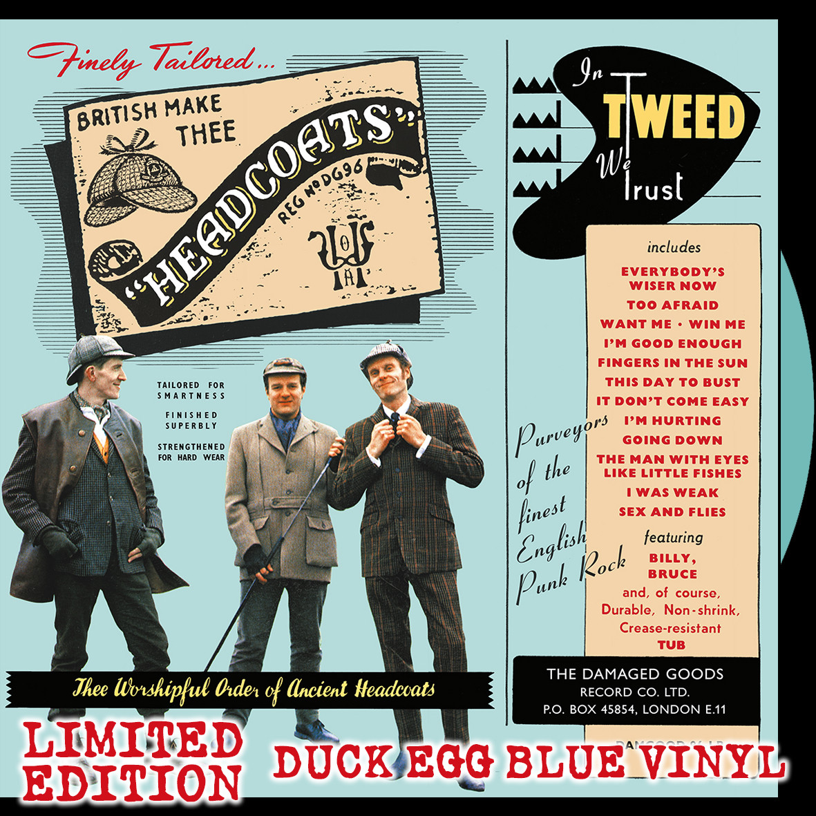 Thee Headcoats - In Tweed We Trust LP *Billy Childish * DUCK EGG BLUE VINYL