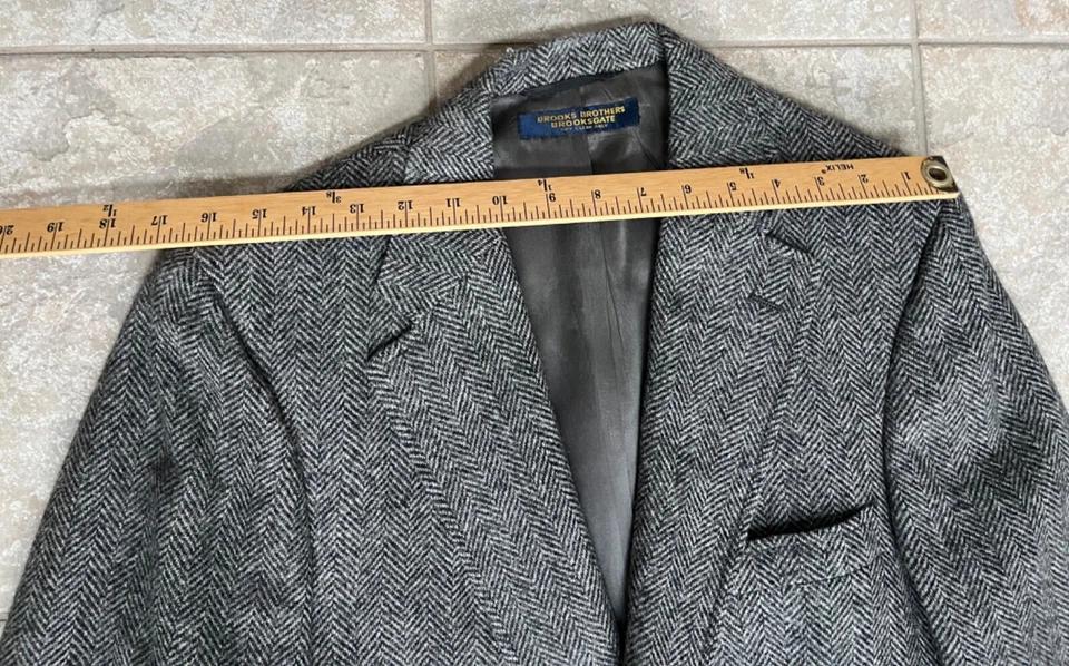 Vintage Brooks Brothers Brooksgate Blazer GrayTweedWool Sorts Coat Mens 41 reg - Image 4 of 4
