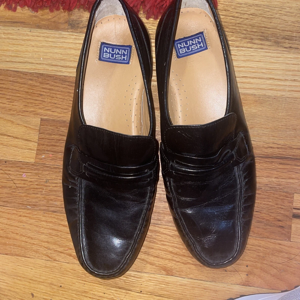 Nunn Bush Mens Black Leather Moc Toe Loafers Shoes Bentley Sz 10.5