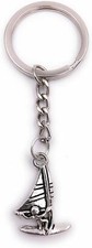 Kind mit Segel Surfbrett Wasser Schlüsselanhänger Anhänger Silber aus Metall