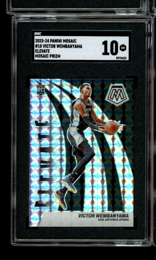 2023-24 Panini Mosiac 18 Victor Wembanyama Elevate Mosaic Prizm SGC 10