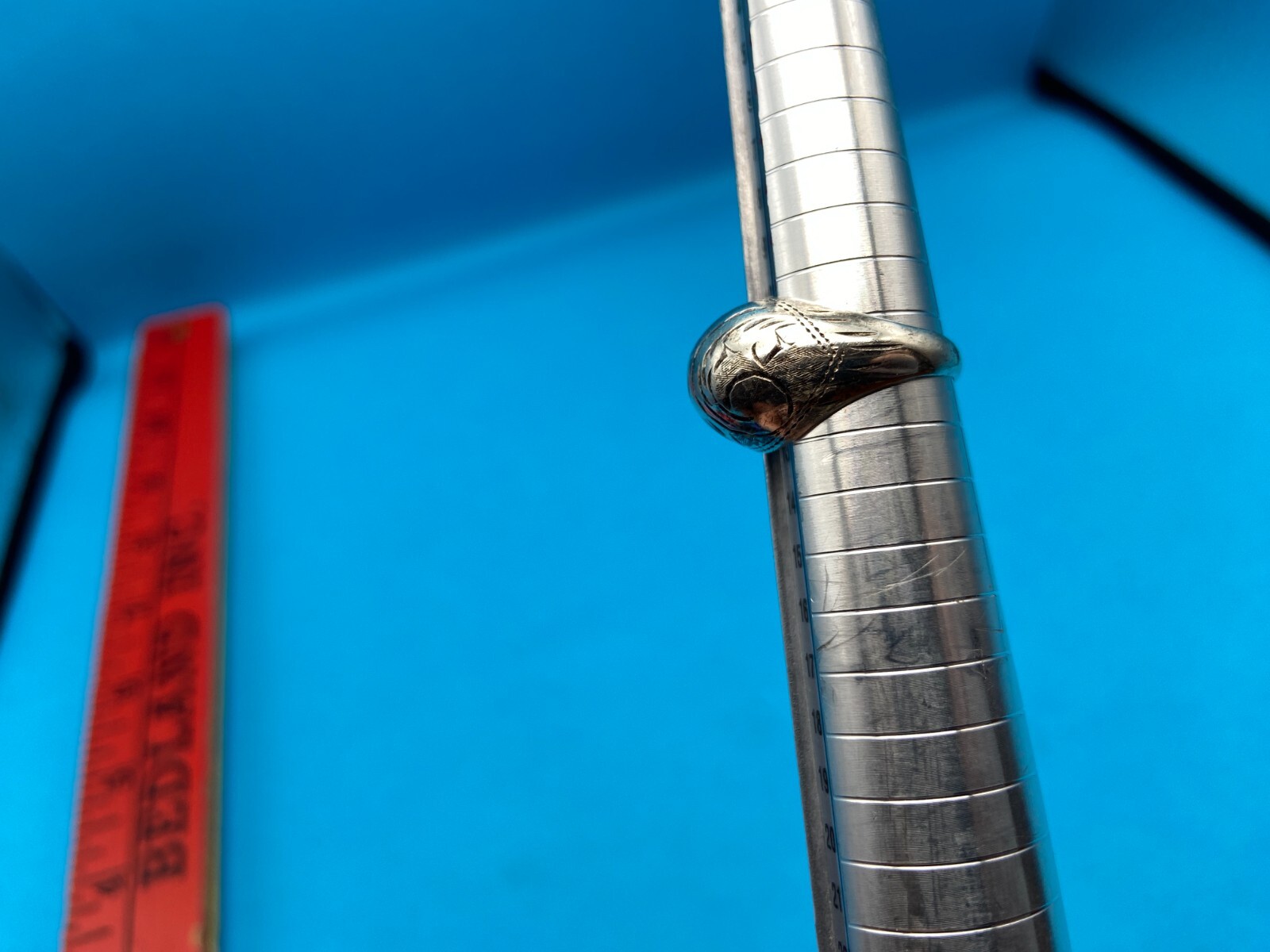 Vintage Solid 925  Etched Dome Statement Ring Siz… - image 3