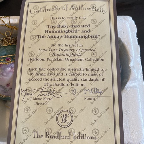 Bradford Exchange LENA LIU Ornaments 1—Il Colibrì Calliope 2—Gola di Rubino - Foto 13 di 13
