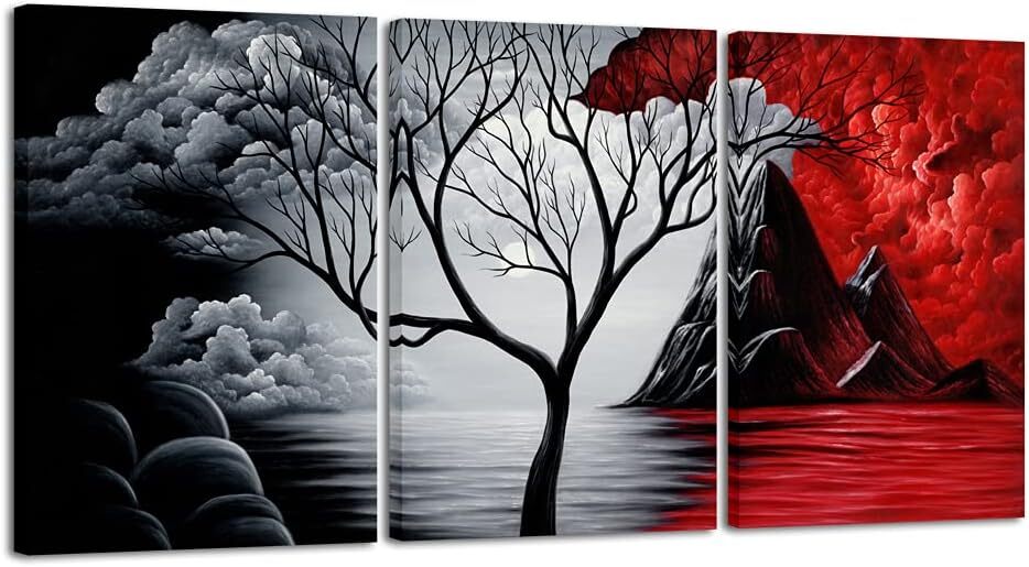 Wieco Art Canvas Wall Abstract Pictures for 16x24inchx3pcs (40x60cmx3pcs)