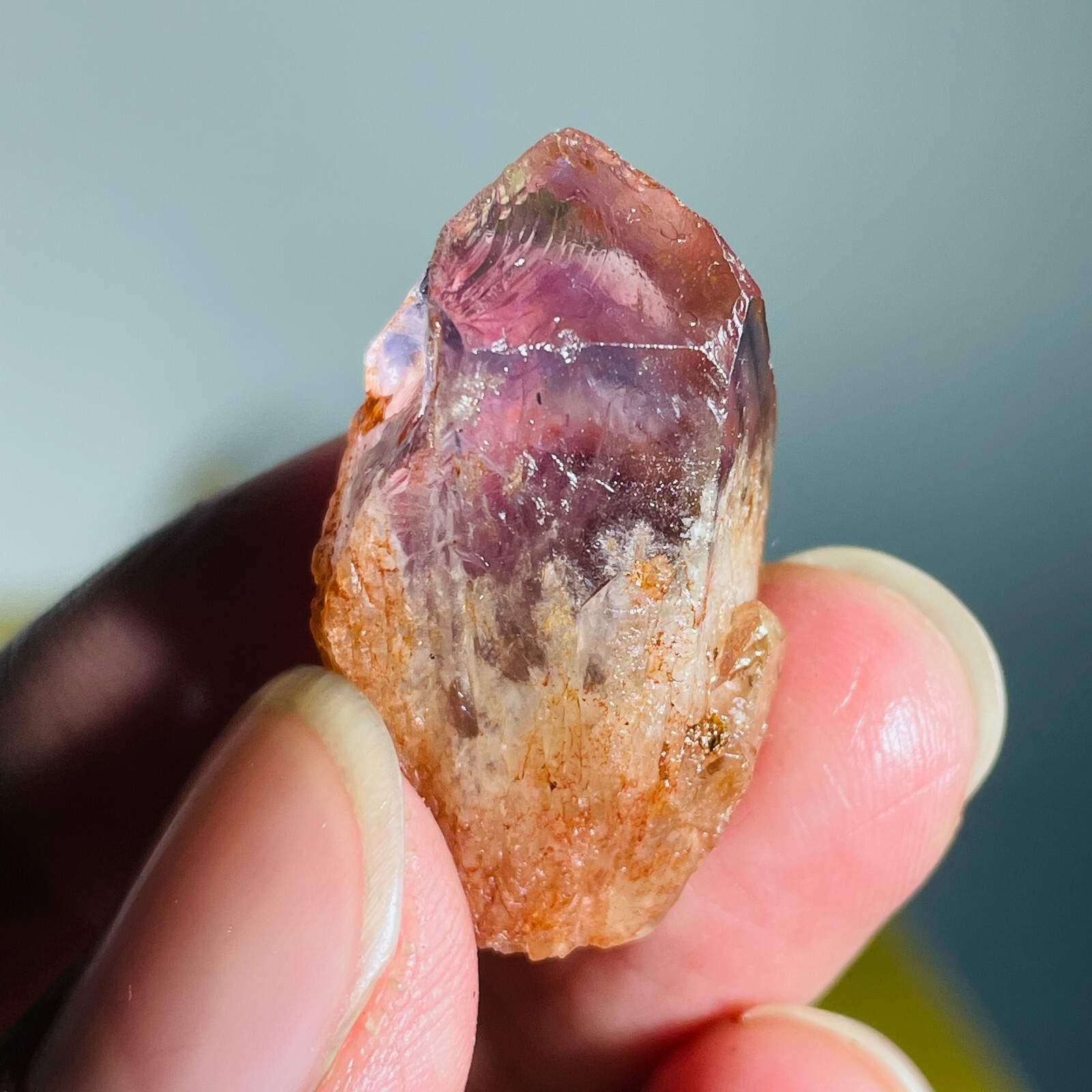 9g Natural Amethyst Pillar Scepter Backbone Pyramid Silver Sountain Particles