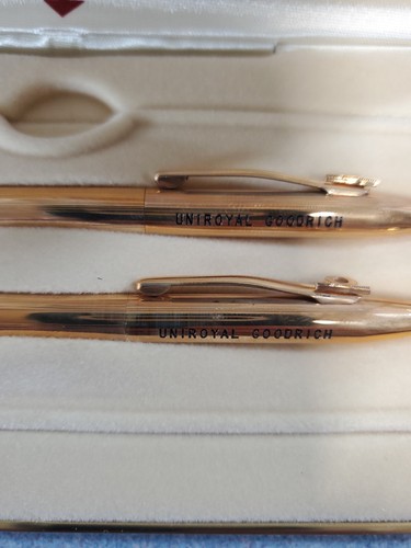 Vtg CROSS Pen/Pencil Set 14K G F, RARE "Blue Ink", 1501 Uniroyal/Goodrich - Picture 6 of 10
