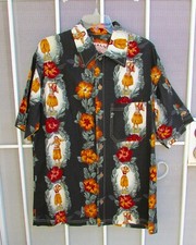 VINTAGE NUI NALU Hawaiian Shirt Mens Hula Girl L
