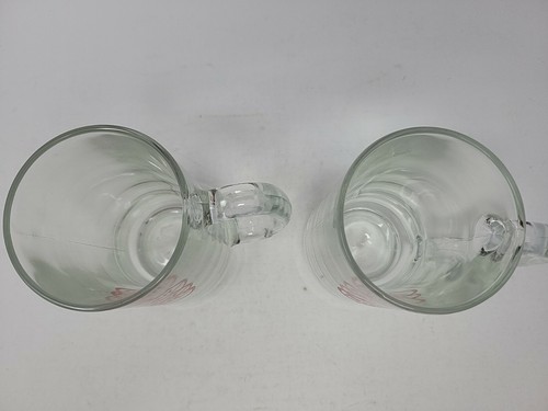 Coppia 2 Bicchieri Birra Falstaff Vintage Manico Emblema Rosso Bartending Barware - Foto 4 di 6