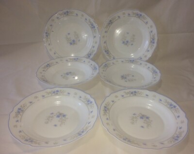 Arcopal vintage 6 assiettes creuses fleurs bleues liseré 6 french soup plates